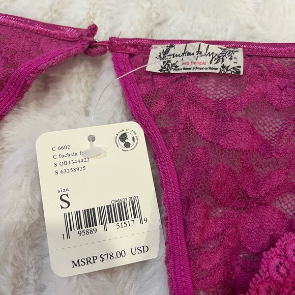 Free People FUCHSIA FIZZ Speed Date Lace Bodysuit, US Small NWT - Picture 10 of 10